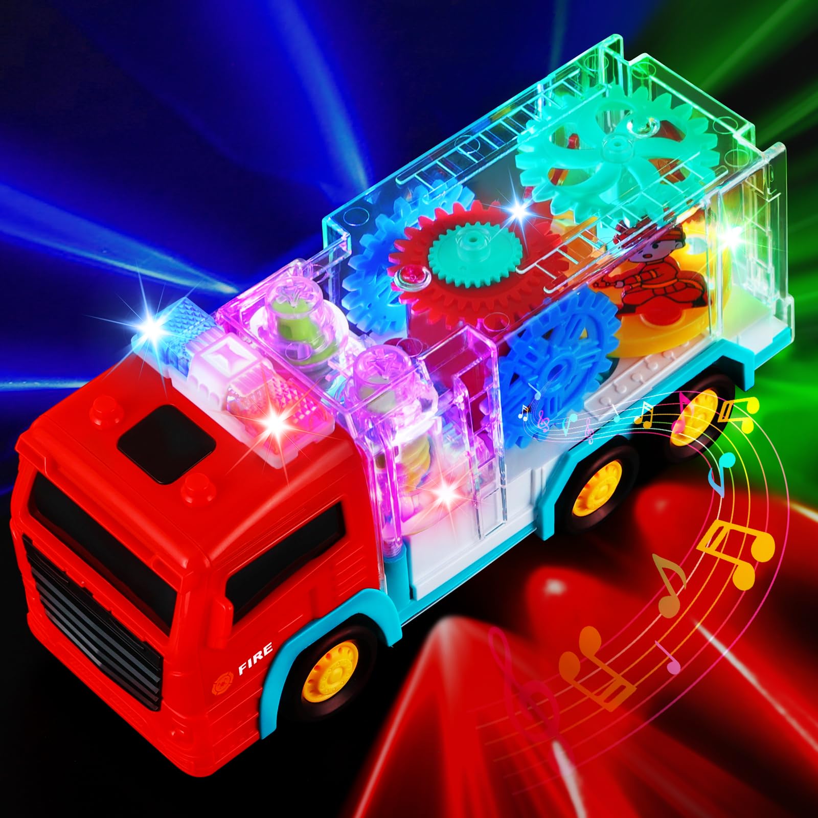 TNOIE Fire Trucks light-up front view for engaging toddler play