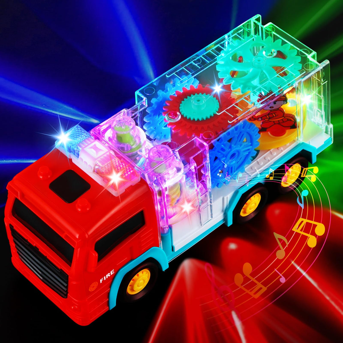 TNOIE Fire Trucks light-up front view for engaging toddler play
