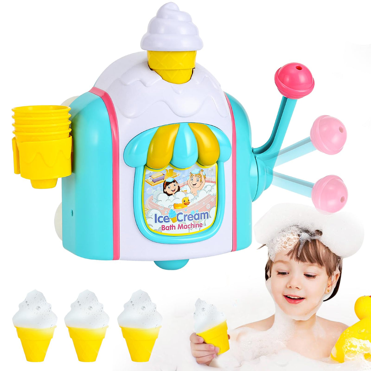 TNOIE ice cream bubble machine bath toy creates playful bath time bubbles