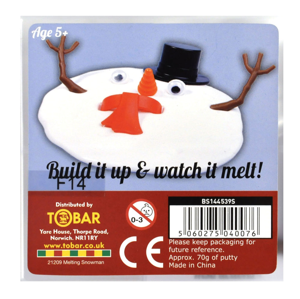 Tobar Melting Snowman Set: melting action shown as putty slowly changes shape.