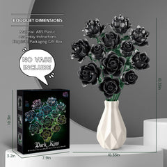 Tobocoy black rose bouquet shows realistic stem details