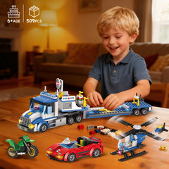 Tobocoy City Police Truck and Trailer kid-building moment capturing hands-on creativity.