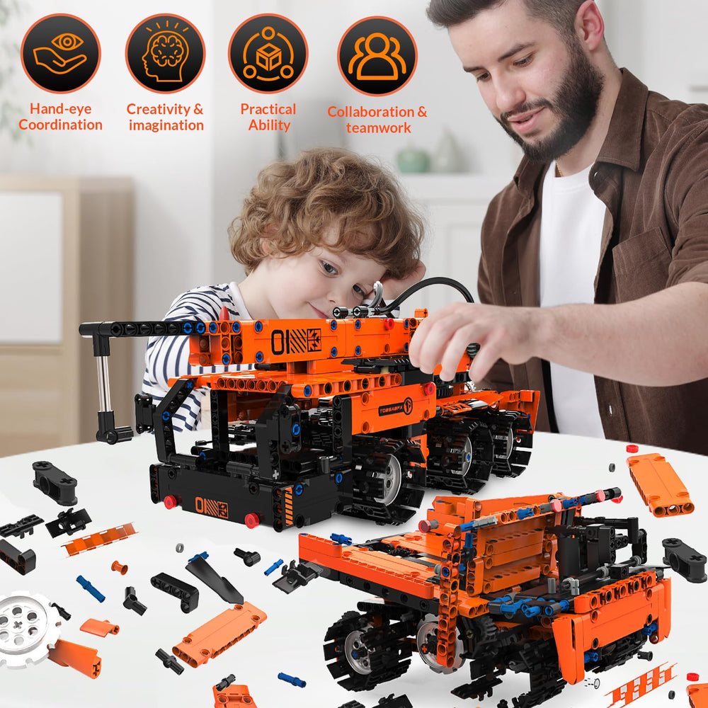 TOBSABPX 5in1 bulldozer model teaches gear transmission through hands-on assembly.