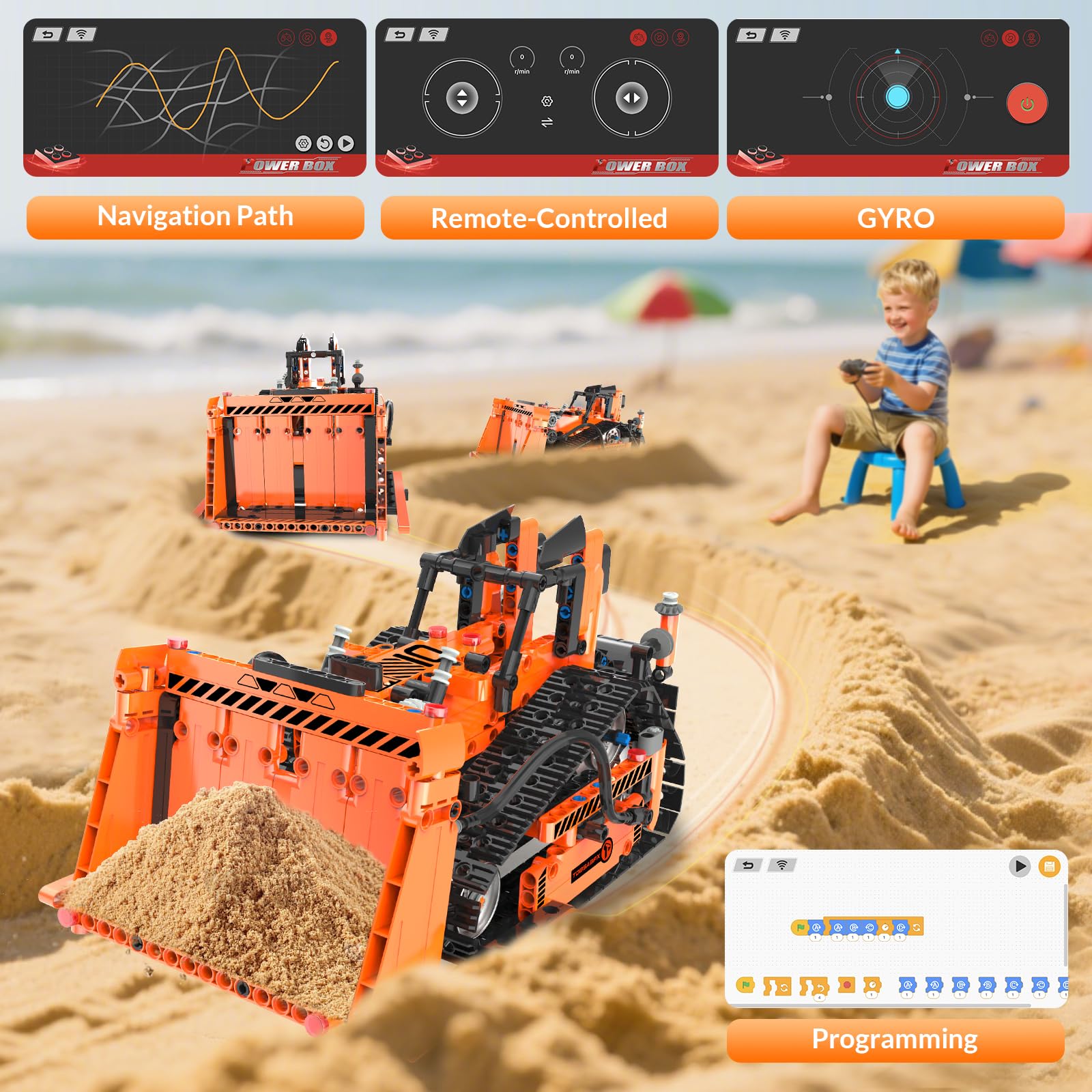 TOBSABPX 5in1 dump truck model supports problem-solving during assembly.