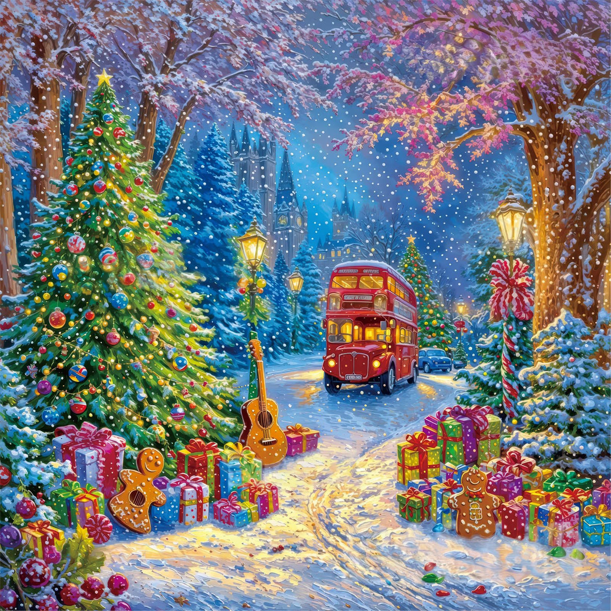 TOCHILD Christmas Puzzle 500-piece glitter-on-pieces enhances visual appeal during assembly