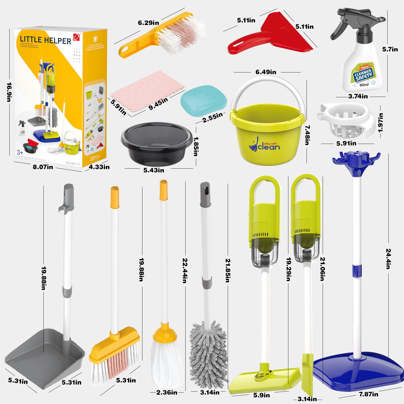 Toddler Cleaning Set with Sorting Rack encourages neat storage and tidy habits