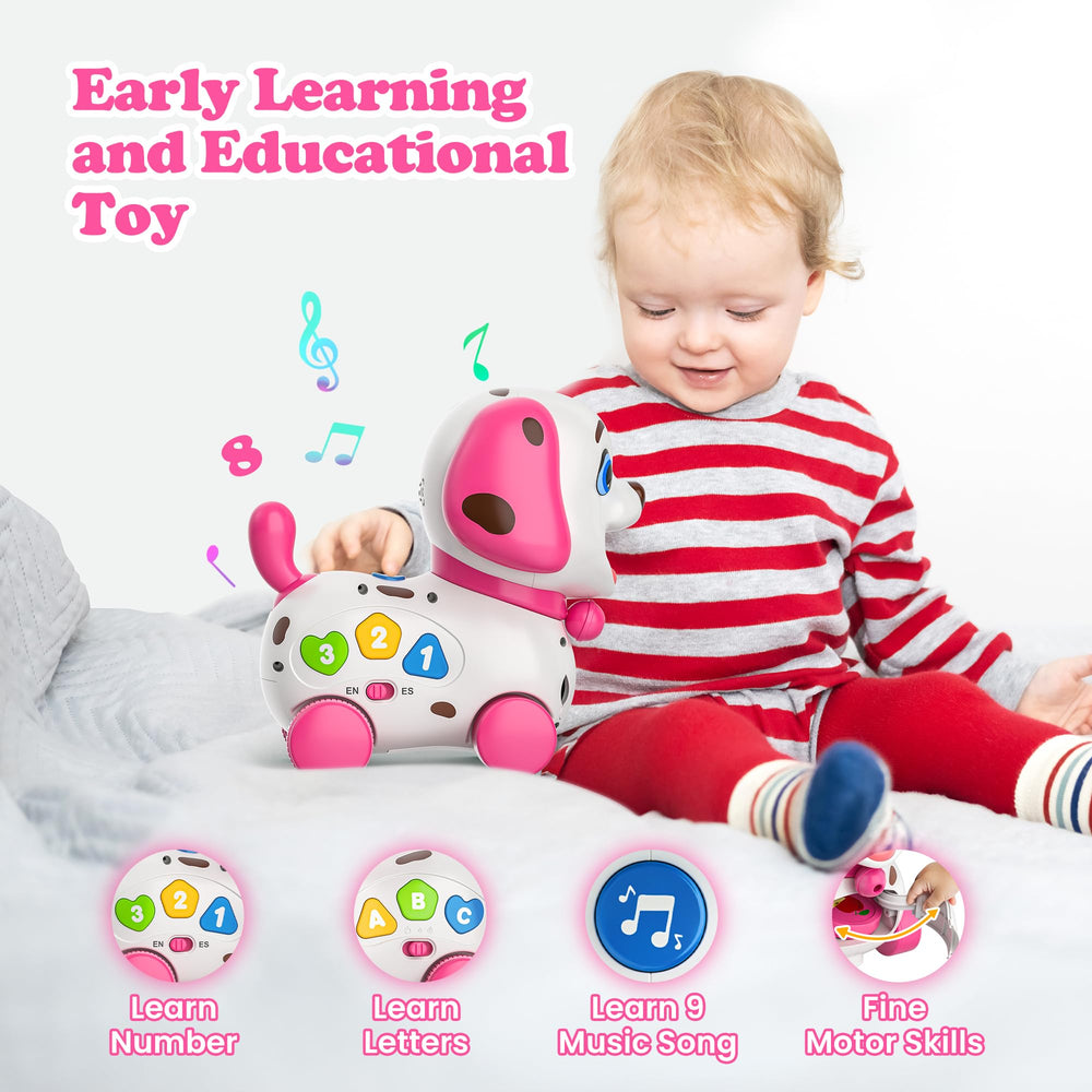 Toddlercley bilingual learning mode teaches songs numbers and letters in two languages.