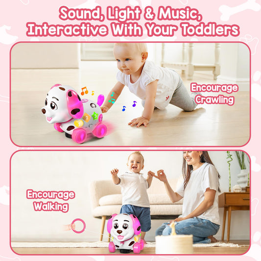 ToddlerCley puppy toy crawl motion showcases autonomous movement for curious babies.