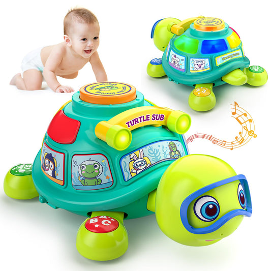 ToddlerCley musical turtle toy crawl boosts mobility during playtime