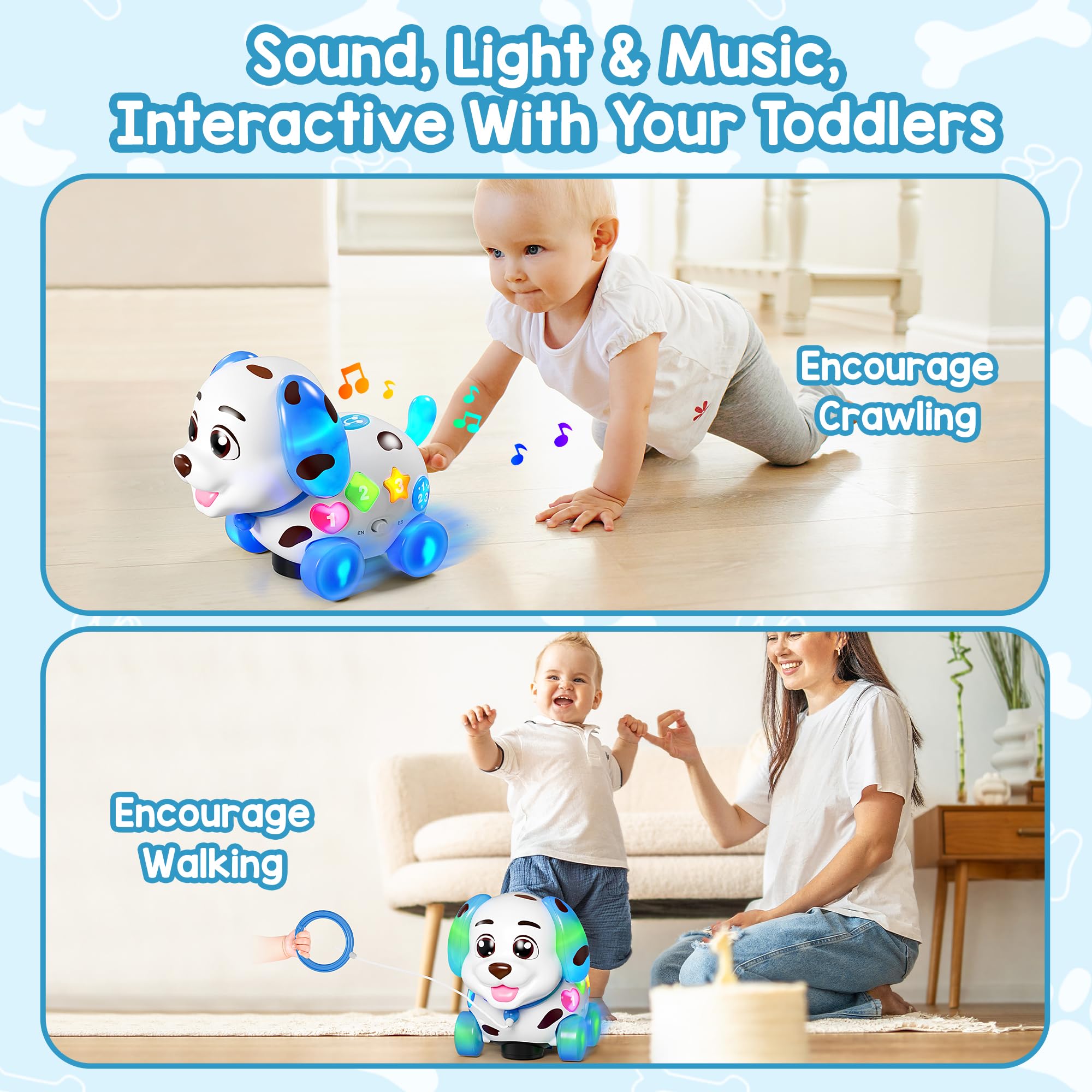 ToddlerCley pull-along puppy toy encourages walking and coordination during play
