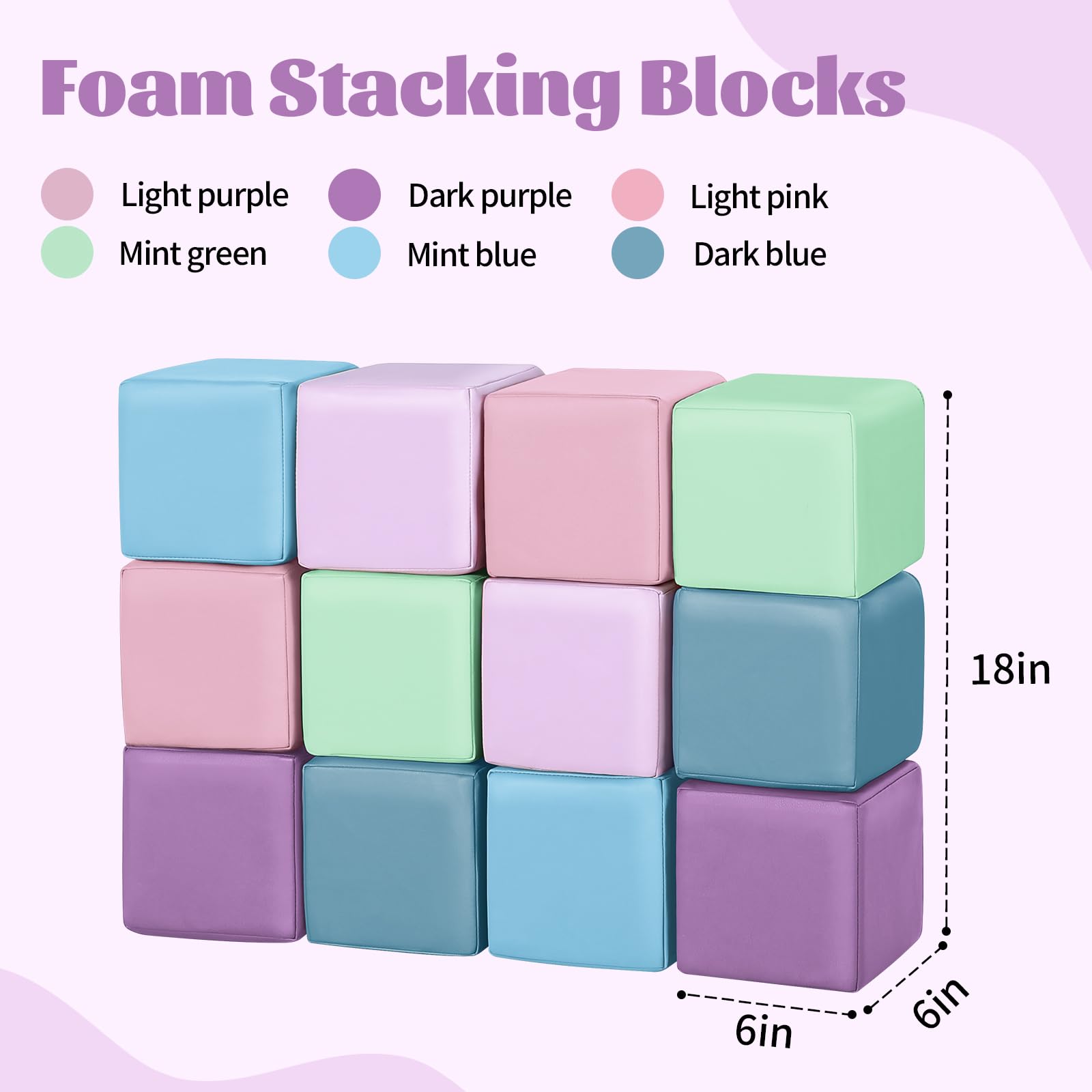 TODIBY lavender-pink blocks forming a tower during play