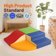 TODIBY foam set shows red slide perfect for active toddlers' exploration