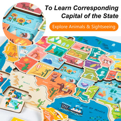 TOGELIN 50 states puzzle icons featuring places, animals, and fruits for recognition