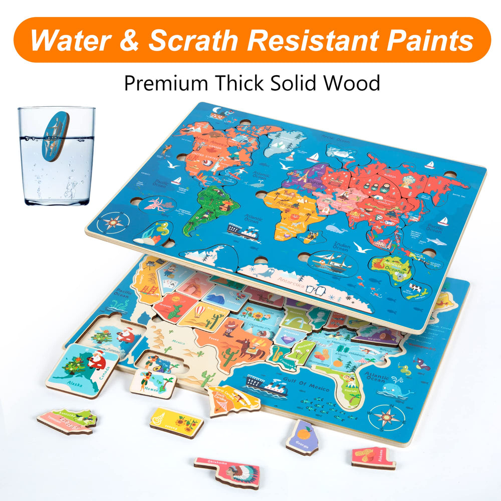 TOGELIN world map puzzle oceans and continents visual guide during travel and play