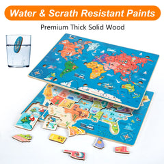 TOGELIN world map puzzle oceans and continents visual guide during travel and play