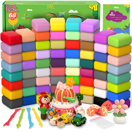 TOGM air-dry clay 68 colors palette sparks kid creativity in hands-on projects.