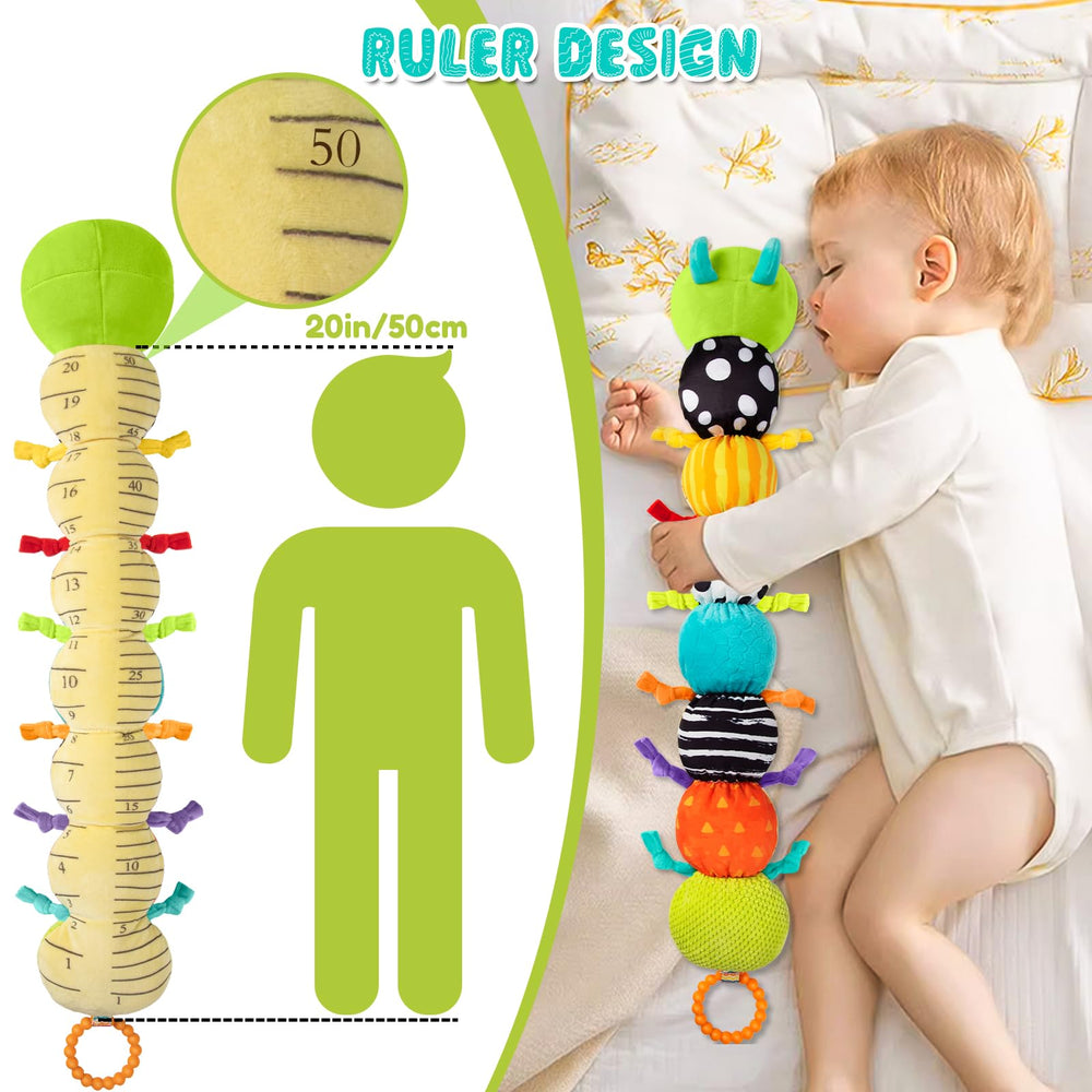 TOHIBEE caterpillar teether surface provides safe soothing during teething and hand-to-mouth play.