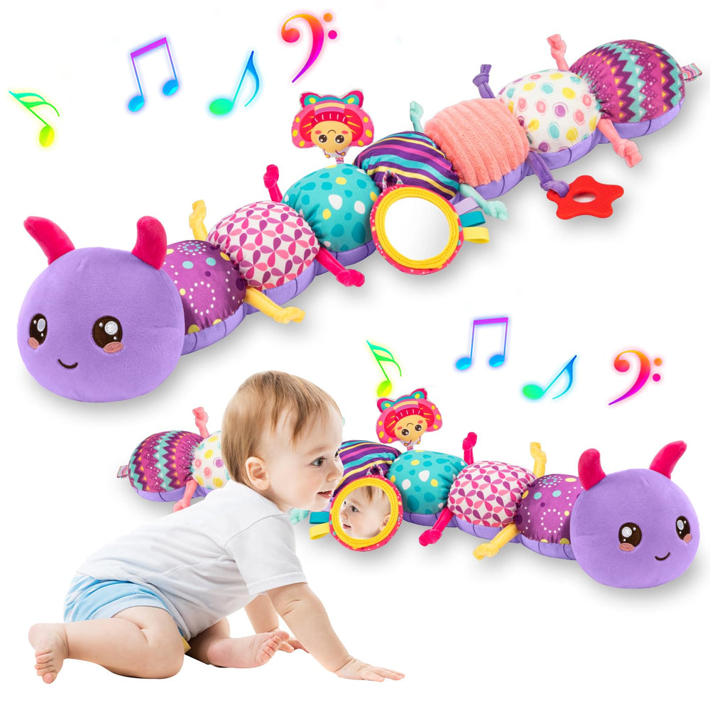 TOHIBEE baby caterpillar toy with mirror highlights visual tracking during play.