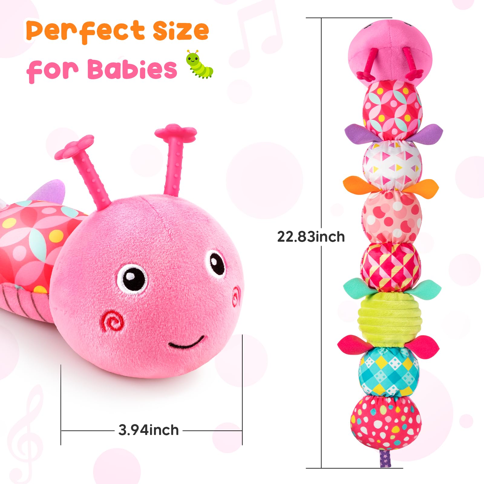TOHIBEE caterpillar soft plush fabric for safe snuggles