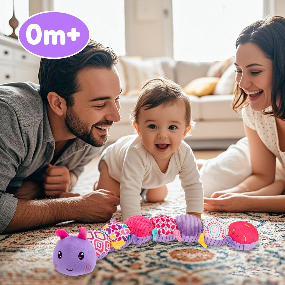 TOHIBEE colorful textured fabrics engage senses and promote focus during tummy time.