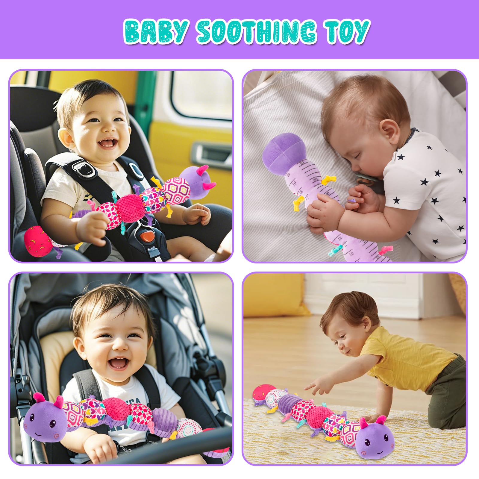 TOHIBEE rattle and teether caterpillar encourages grasping and teething exploration.