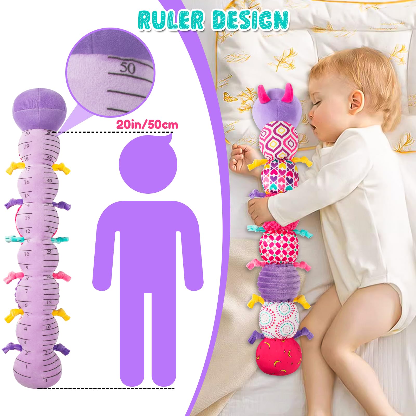 TOHIBEE soft plush caterpillar offers a skin-friendly texture for cuddles and comfort.