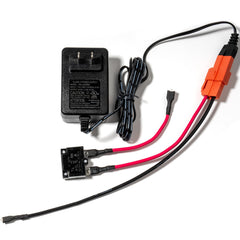 ToiCottage ride-on toy charger in use with matching 12V battery socket.