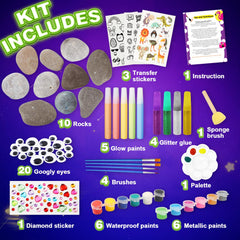 Toidgy paint brushes set enables precise coloring for kids’ rock designs.