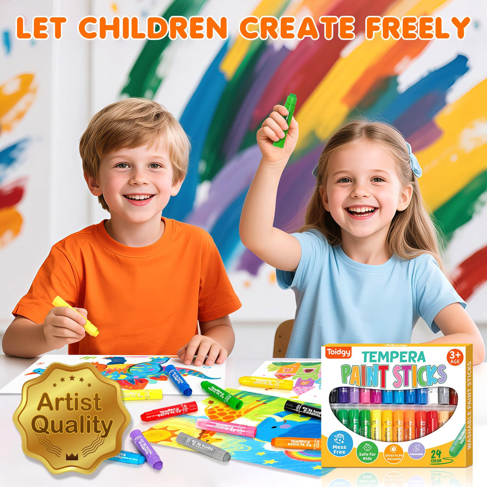 Toidgy Tempera Paint Sticks designed for non-toxic kid-safe creativity.
