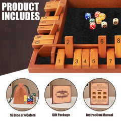 Toidgy wooden shut-the-box board with dice and tiles for hands-on math fun