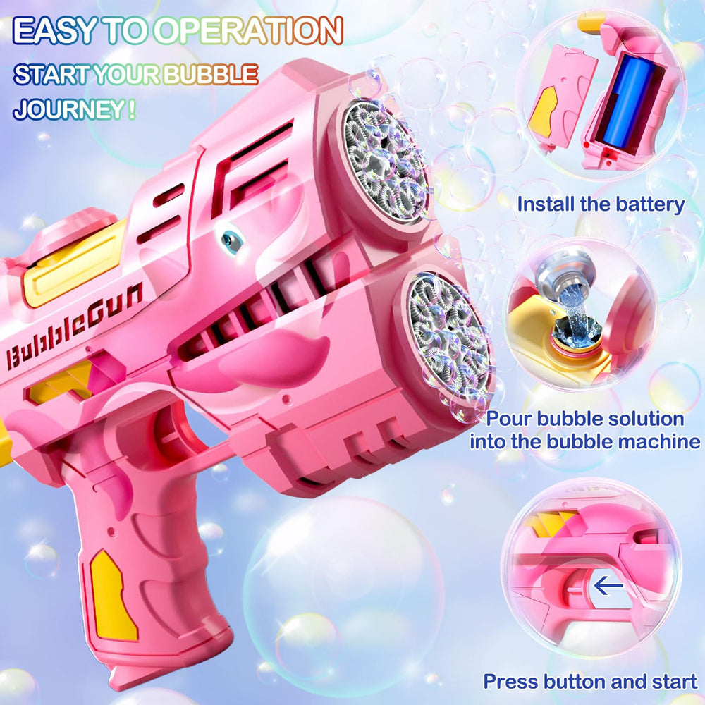 Four refill bubble bottles included with Toileum Bubble Guns