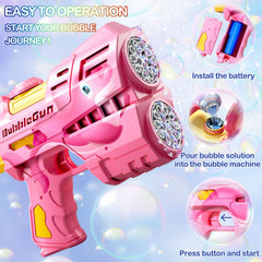 Four refill bubble bottles included with Toileum Bubble Guns
