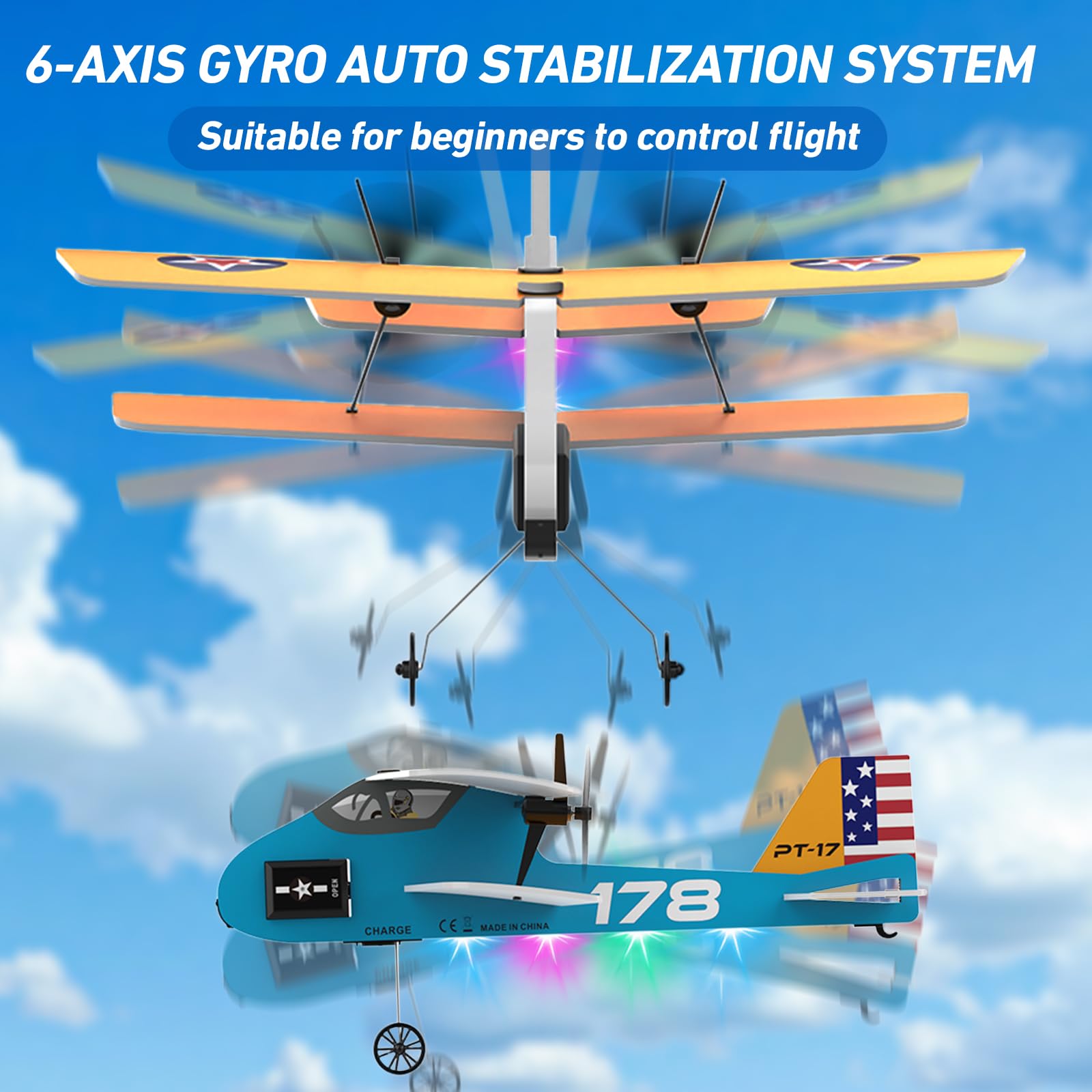 Toileum RC Plane uses 2.4GHz for interference-free control across the range.