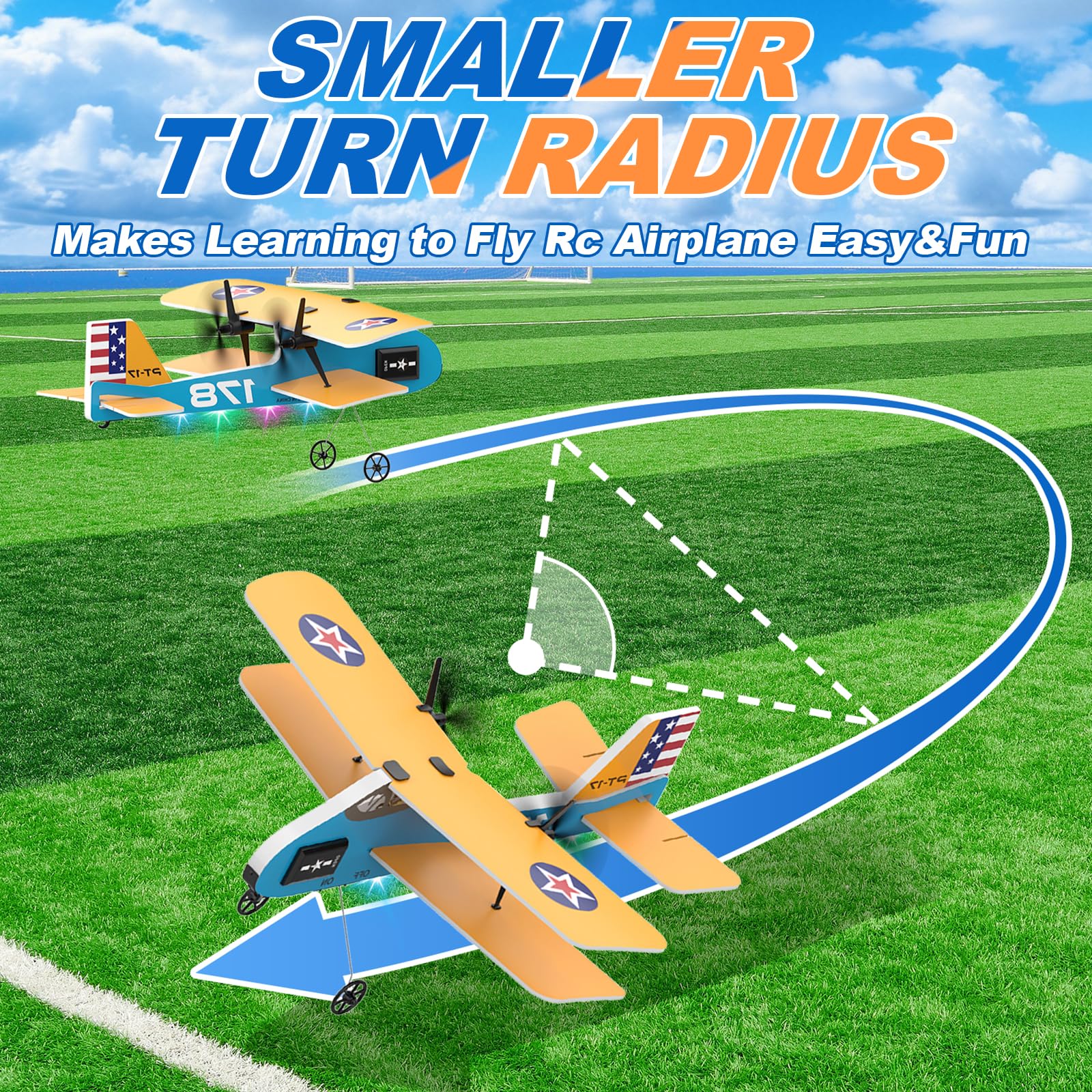 Toileum RC Plane's dual motors deliver brisk power for climbs.
