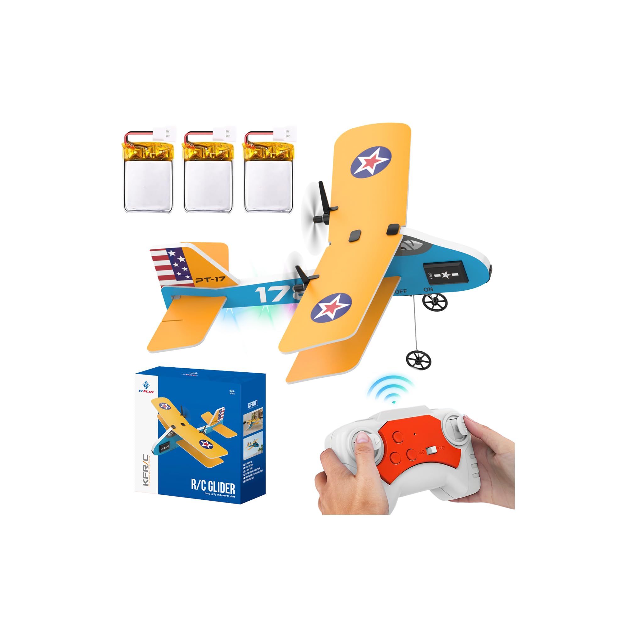 Toileum RC Plane with gyro offers smooth backyard flights and stable control.
