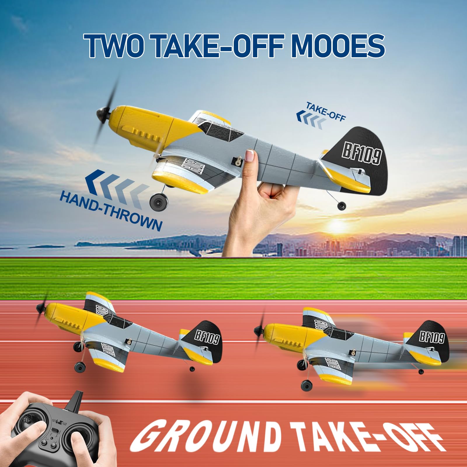 Toileum RC Plane two batteries extend flying sessions.