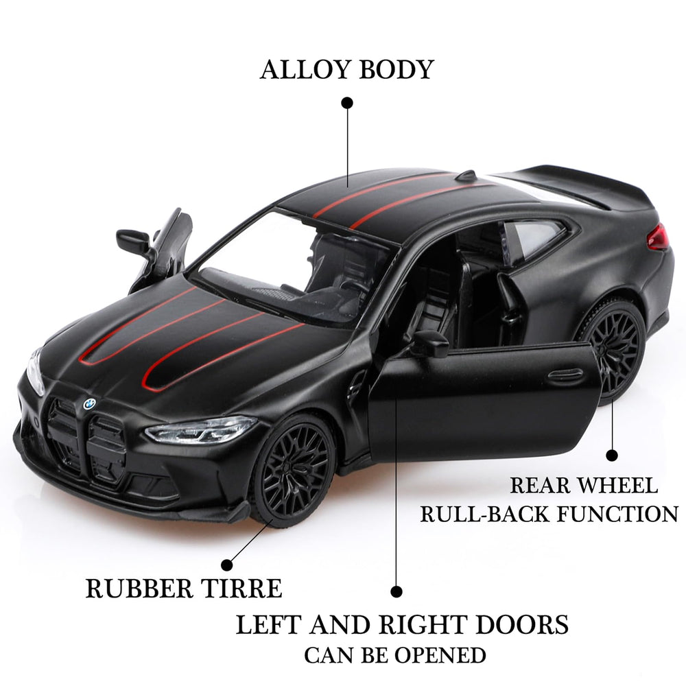TOKAXI diecast BMW M4 interior detail with opening doors for interactive play.