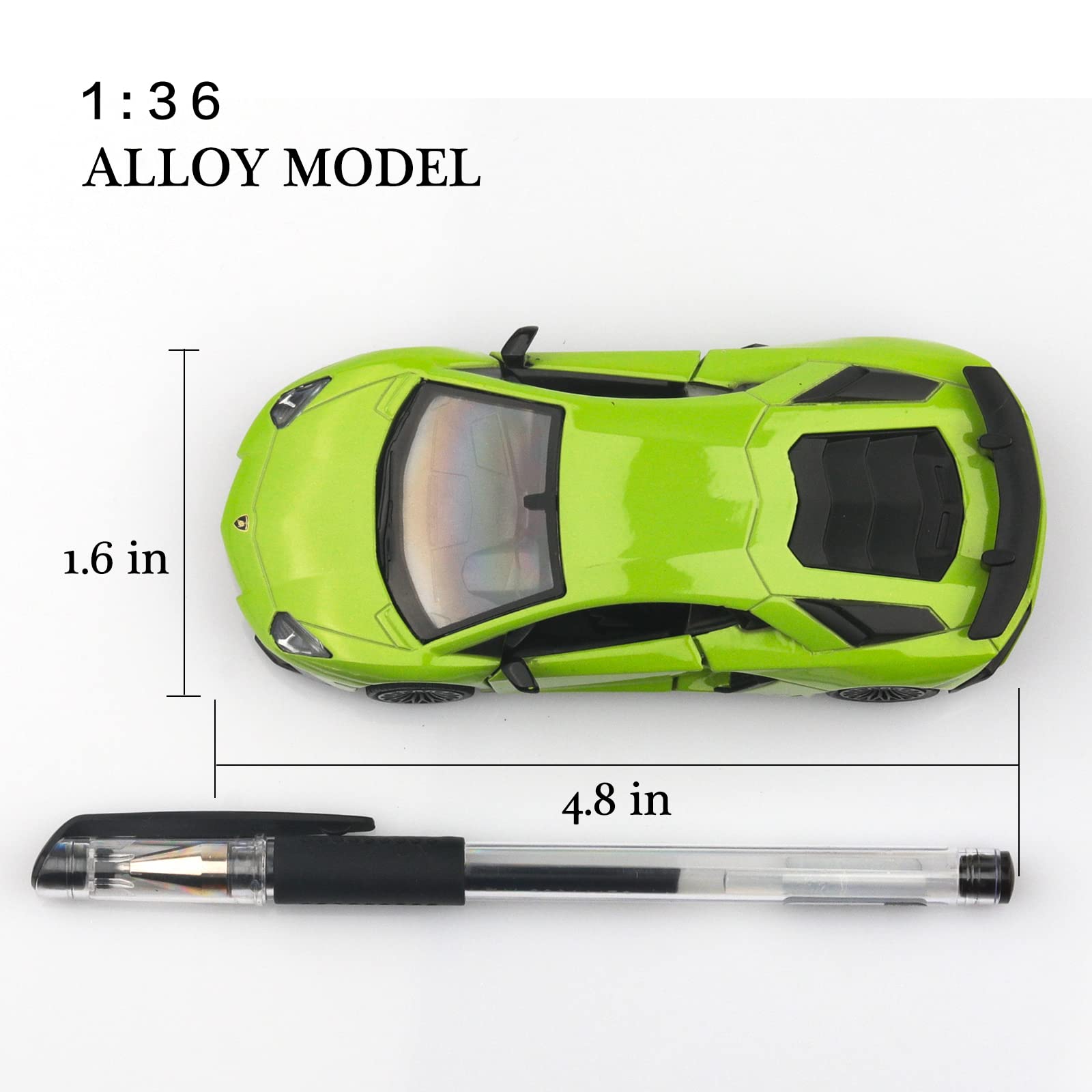 TOKAXI 1/36 scale die-cast car green with pull-back action for fast play.