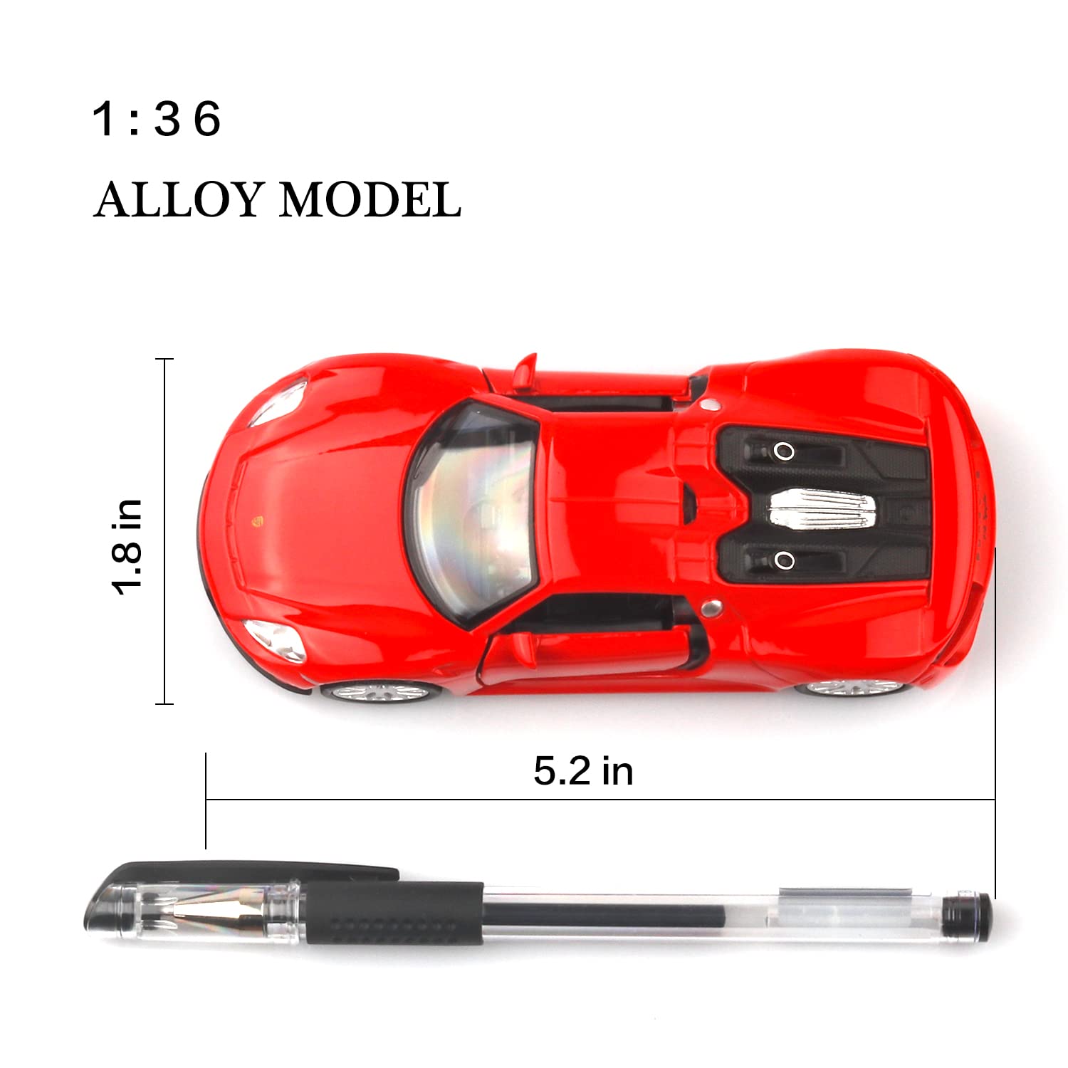 TOKAXI Porsche 918 Spyde pull-back action offers smooth non-motor play.