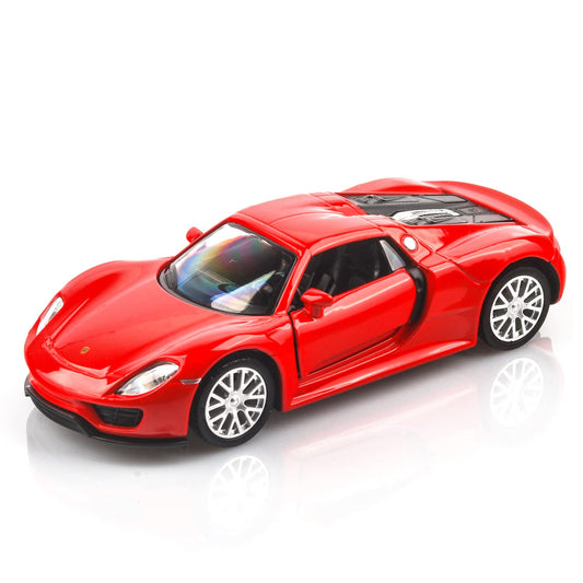 TOKAXI Porsche 918 Spyde red side view highlights durable die-cast build for hours of play.