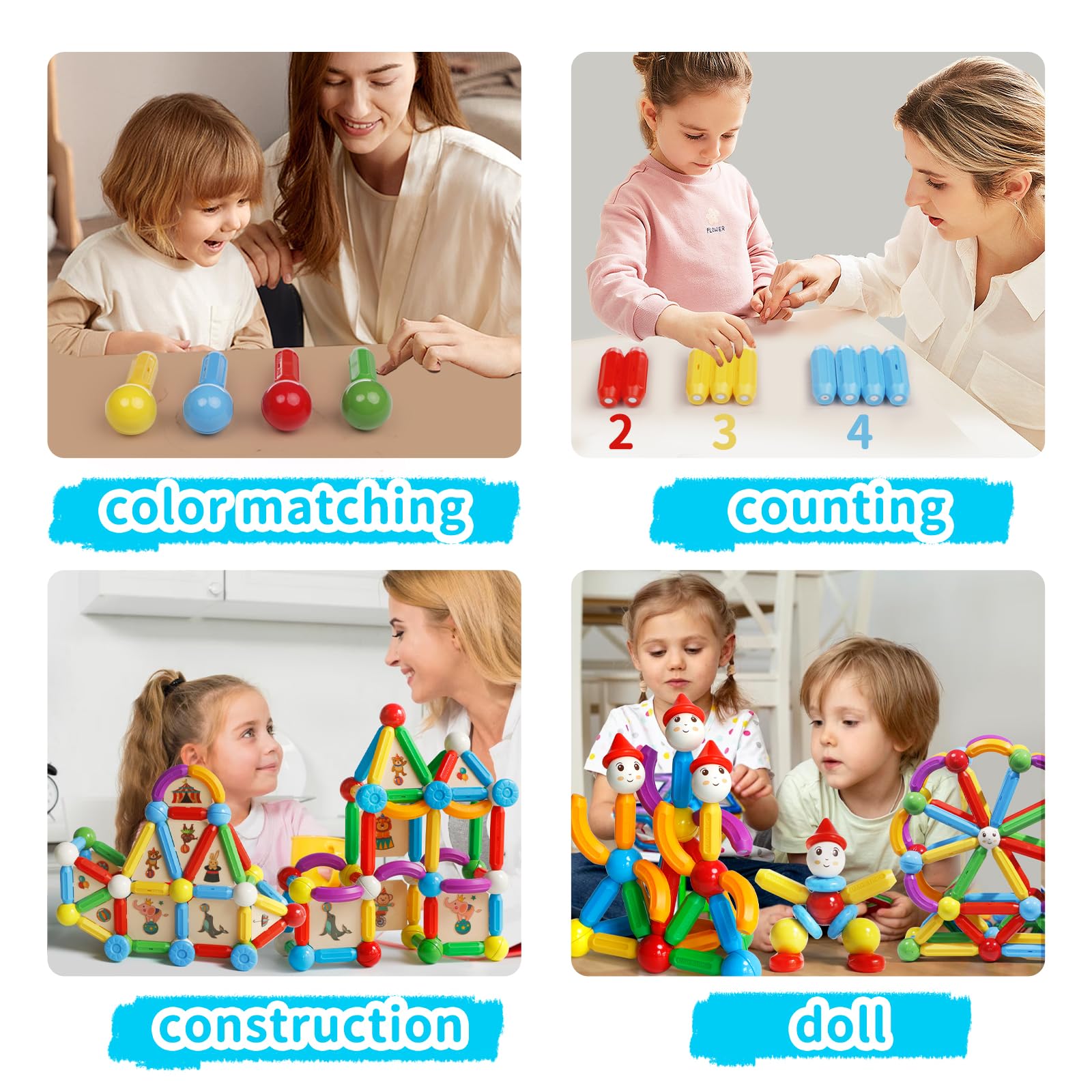 TOKBLOK magnetic sticks forming cars and houses encourages 3D creativity