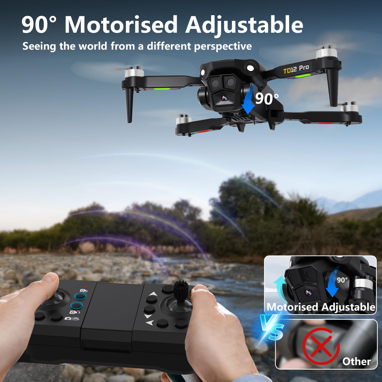 Toladrone TD12Pro foldable design compact for travel and outdoor shoots.