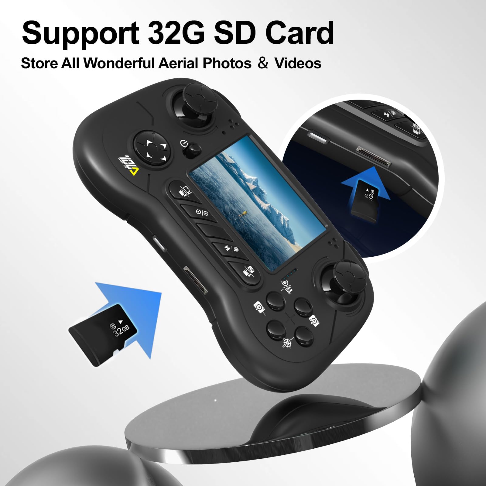 Toladrone TD31LCD 32GB SD slot supports storage for media.