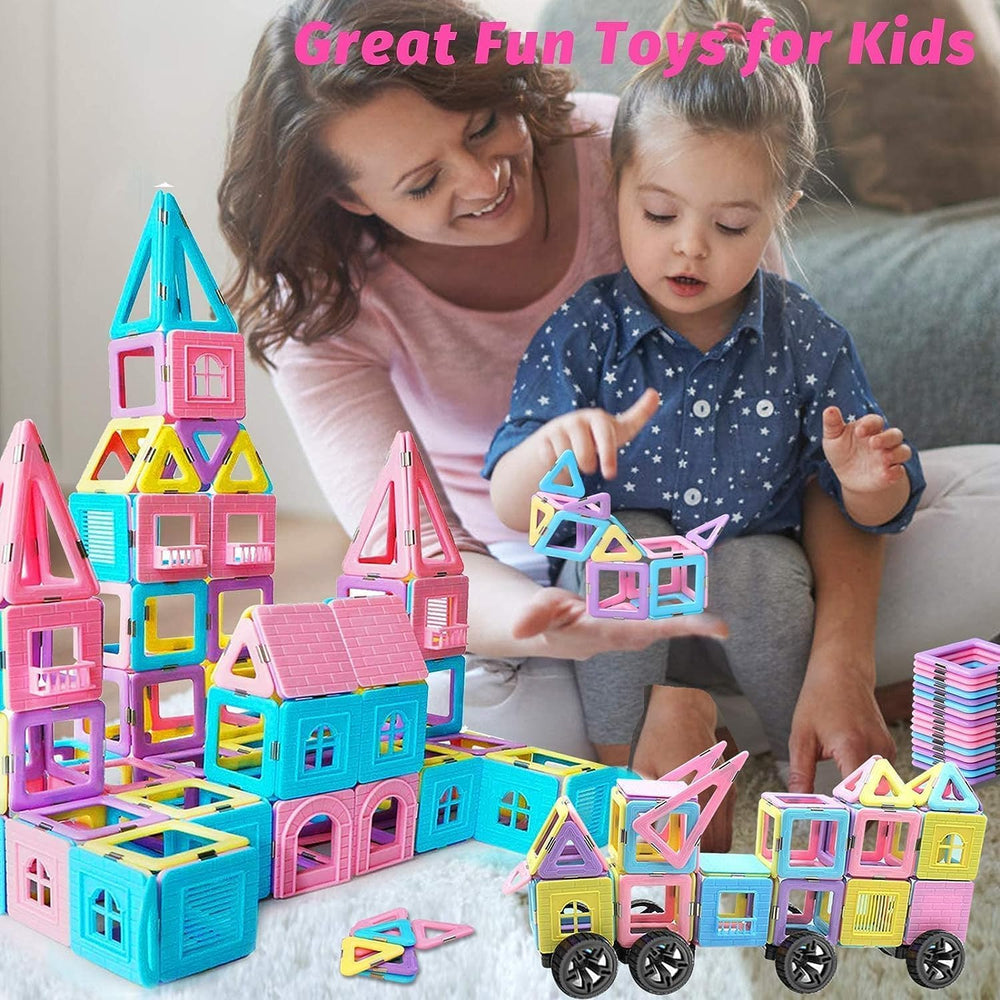 Tolnetr 124pcs magnetic tiles aircraft encourages cooperative play and social skills.