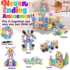 Tolnetr 124pcs magnetic tiles color-recognition kit supports sensory learning and color literacy.