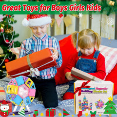 Tolnetr 124pcs magnetic tiles family-friendly set for classroom, home, or travel.