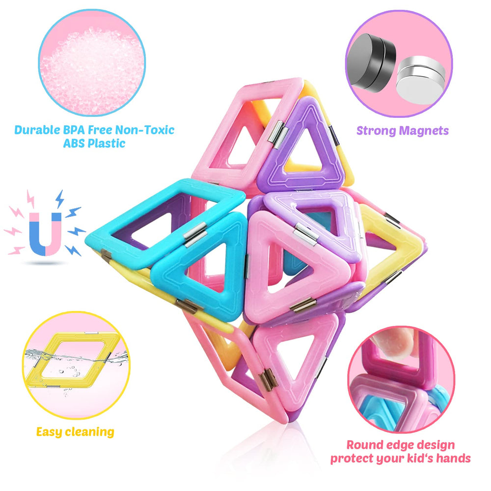 Tolnetr 124pcs magnetic tiles sunflowers supports color pattern recognition and creative design.