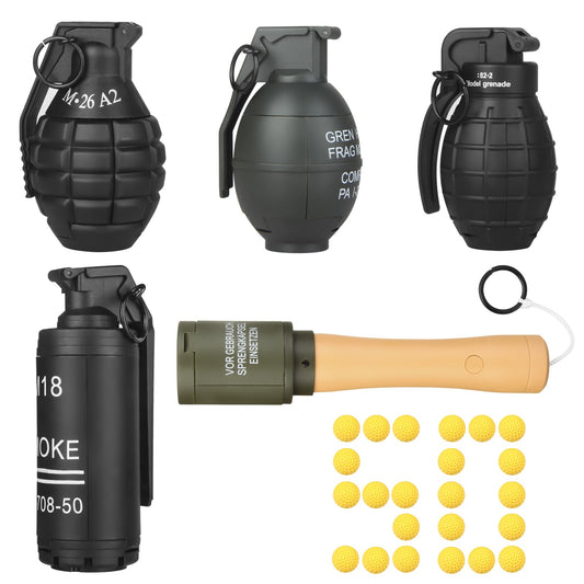 Tomatong five-pack toy grenade front view showing reusable, safe play for CS battles.