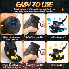 Tomatong toy-grenade open-cap demonstrates easy loading of foam ammo for battles.