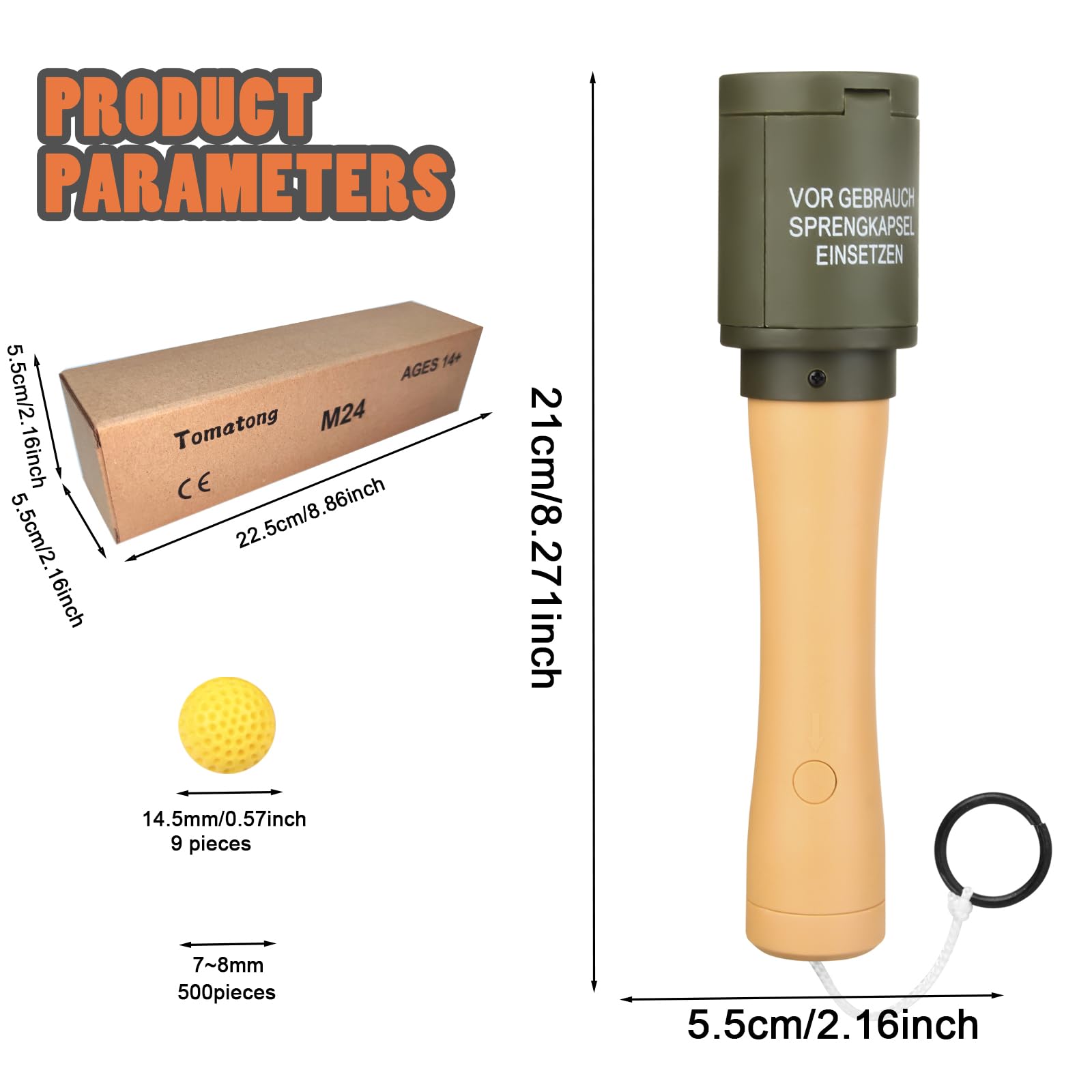 Tomatong toy hand grenade foam ammo pack with foam rounds.